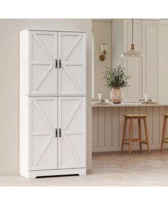 72" Farmhouse Kitchen Pantry Cabinet, Tall Storage Cabinet,