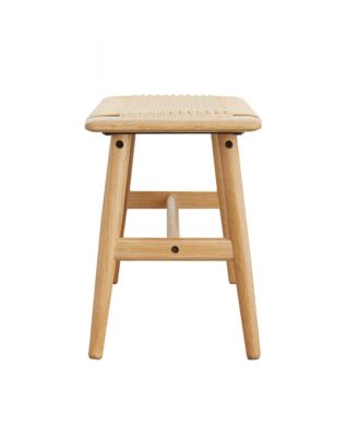 Casainc Natural Oak Wood Bench with Woven Design