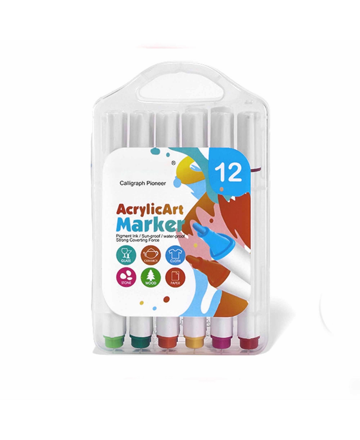 Htutwoo Colors Acrylic Paint Markers Set, Bright Colors with Strong Coverage, Quick Dry Waterproof for Artists
