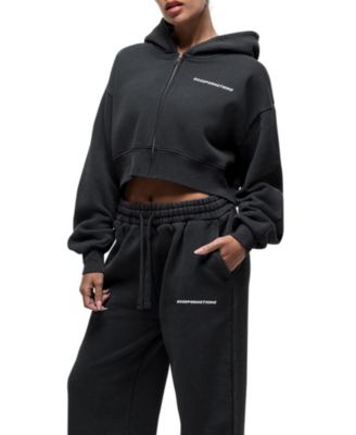 Women's Vintage Crop Zip Hoodie