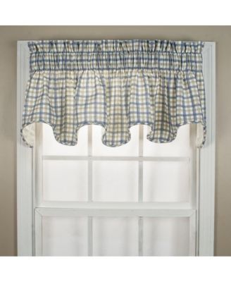 Bristol Plaid High Quality Room Darkening Natural Color Lined Scallop Window Valance - 70 x15", Blue
