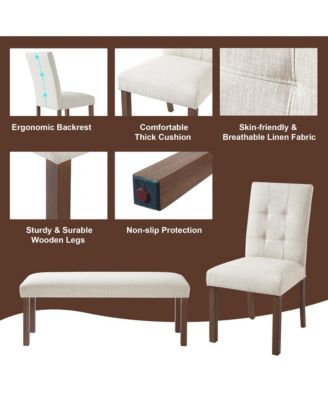 6-Piece Modern Dining Set with Rectangle Kitchen Table 4 Upholstered Chairs and Bench