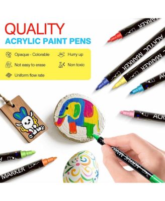 36 Colors Dual Tip Acrylic Paint Markers, Dot Tip and Fine Tip for Rock Painting, Ceramic, Canvas, Calligraphy, Card Making and DIY Crafts