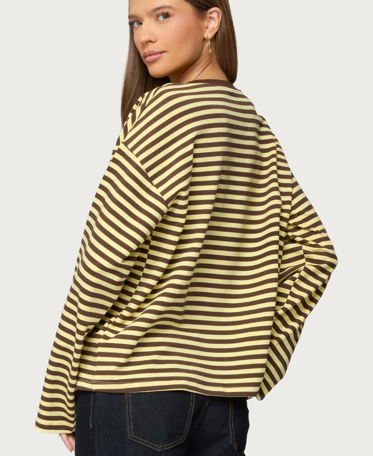Edikted Women's Jodie Oversized Striped Long Sleeve Top