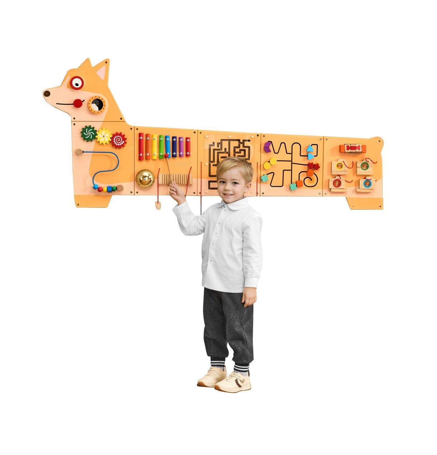 Детская игрушка SUGIFT Puppy Busy Board with 12 Montessori Learning Activities, цвет: Коричневый — фото 6