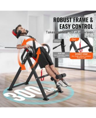 Inversion Table, Heavy-Duty Back Stretcher with 300 lb Capacity, Adjustable Belt, Ankle Lock and Headrest for Strength Training