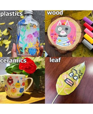 12 Colors Dual Tip Acrylic Paint Markers, Dot Tip and Fine Tip for Rock Painting, Ceramic, Canvas, Calligraphy, Card Making and DIY Crafts