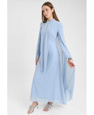 Women's Modest Chiffon Dress Maxi With Cape Style