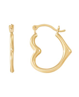 Heart Hoop Earrings in 14k Yellow Gold