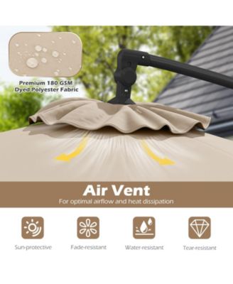 Offset Patio Umbrella with Base and 32 LED Lights