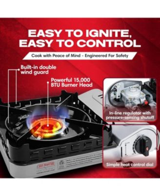 15,000 BTU Butane Portable Camp Stove and Ignition for Emergencies, Hiking,  Camping Essentials.