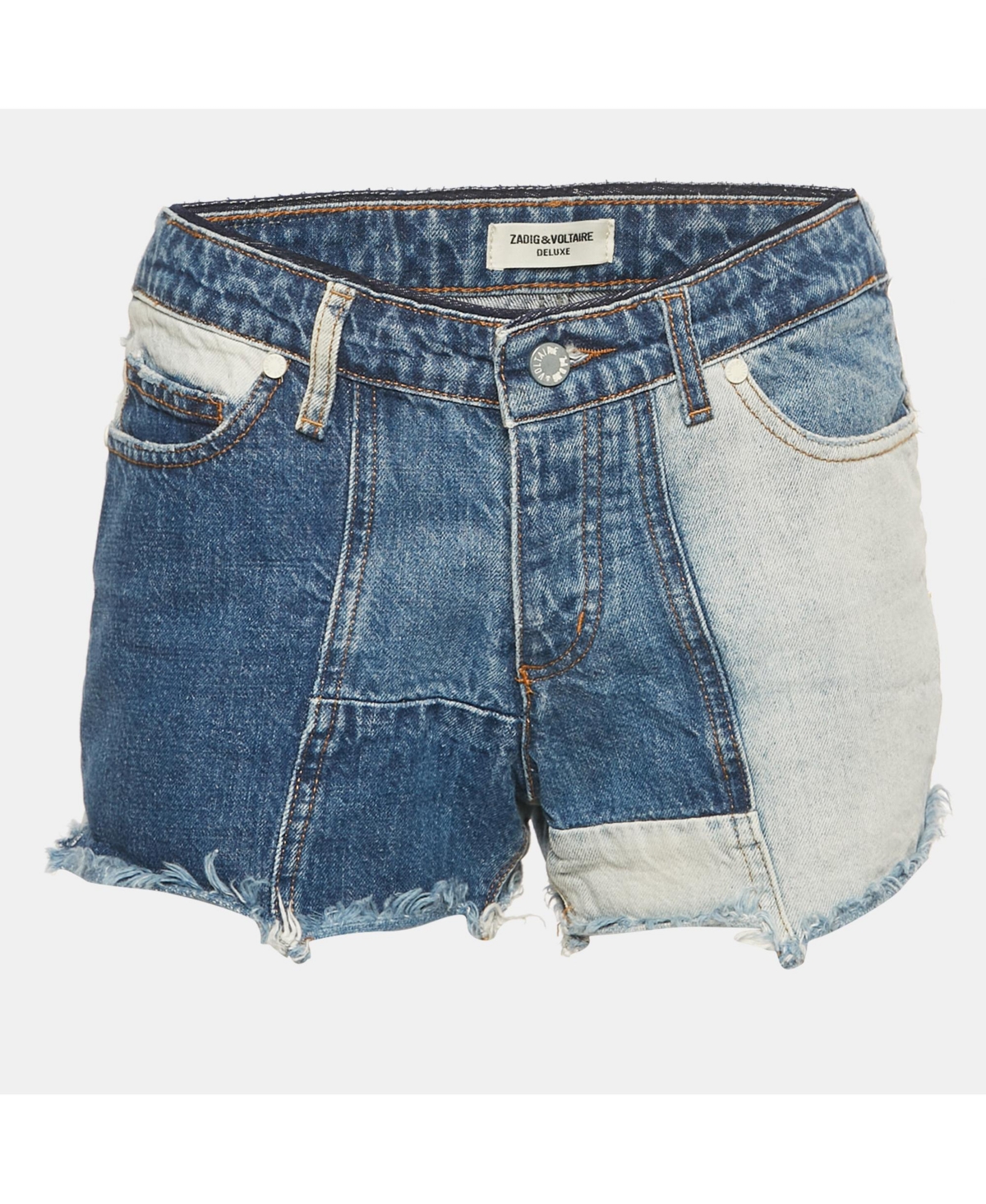 Pre-Owned Zadig & Voltaire Women's Deluxe Blue Patchwork Denim Boy Shorts