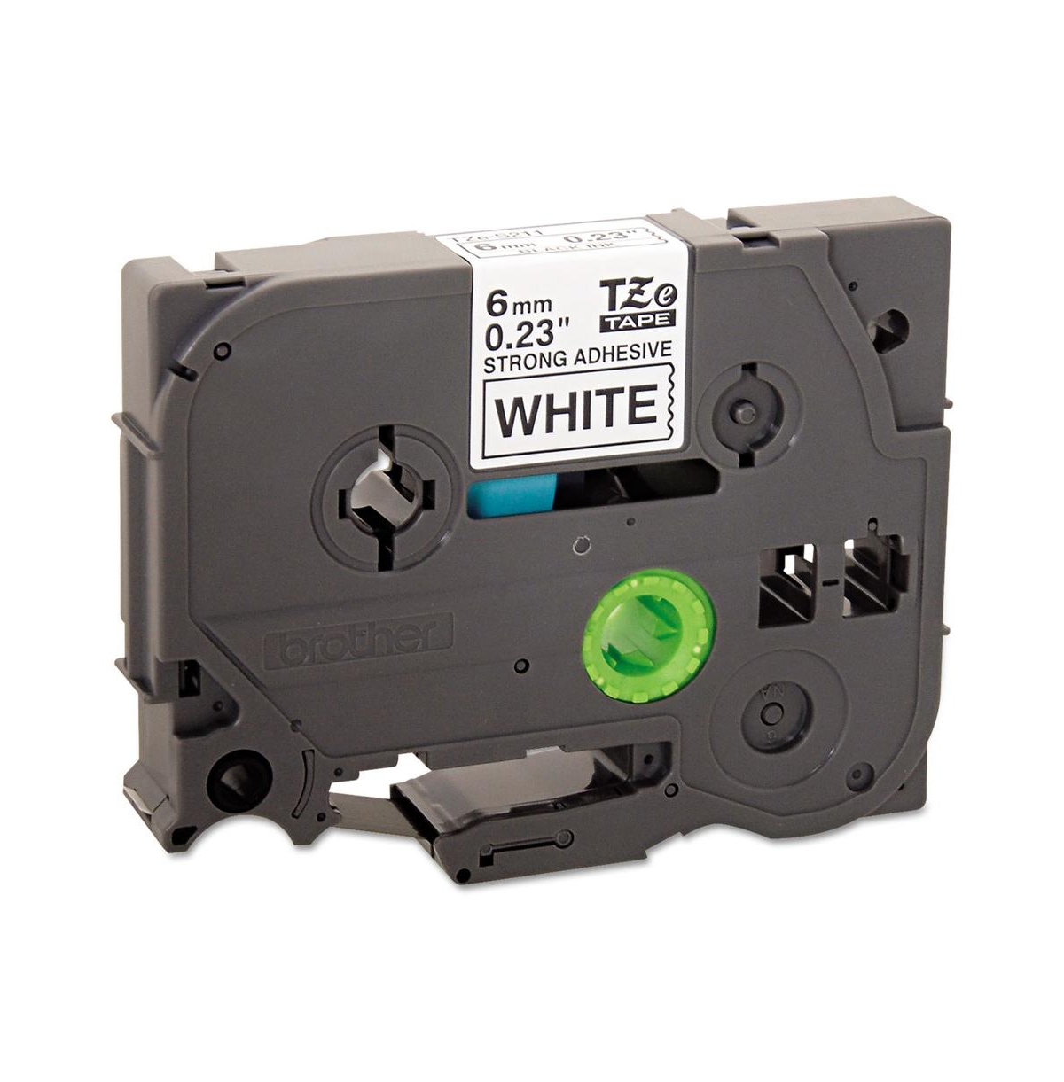 Brother P-Touch TZES211 0.23 in. x 26.2 ft. Extra-Strength Adhesive Laminated Labeling Tape - Black on White