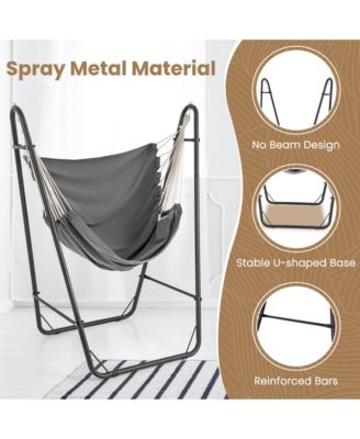 Heavy-duty Hammock Chair with Stand Metal Frame Storage Pocket Quality Fabric