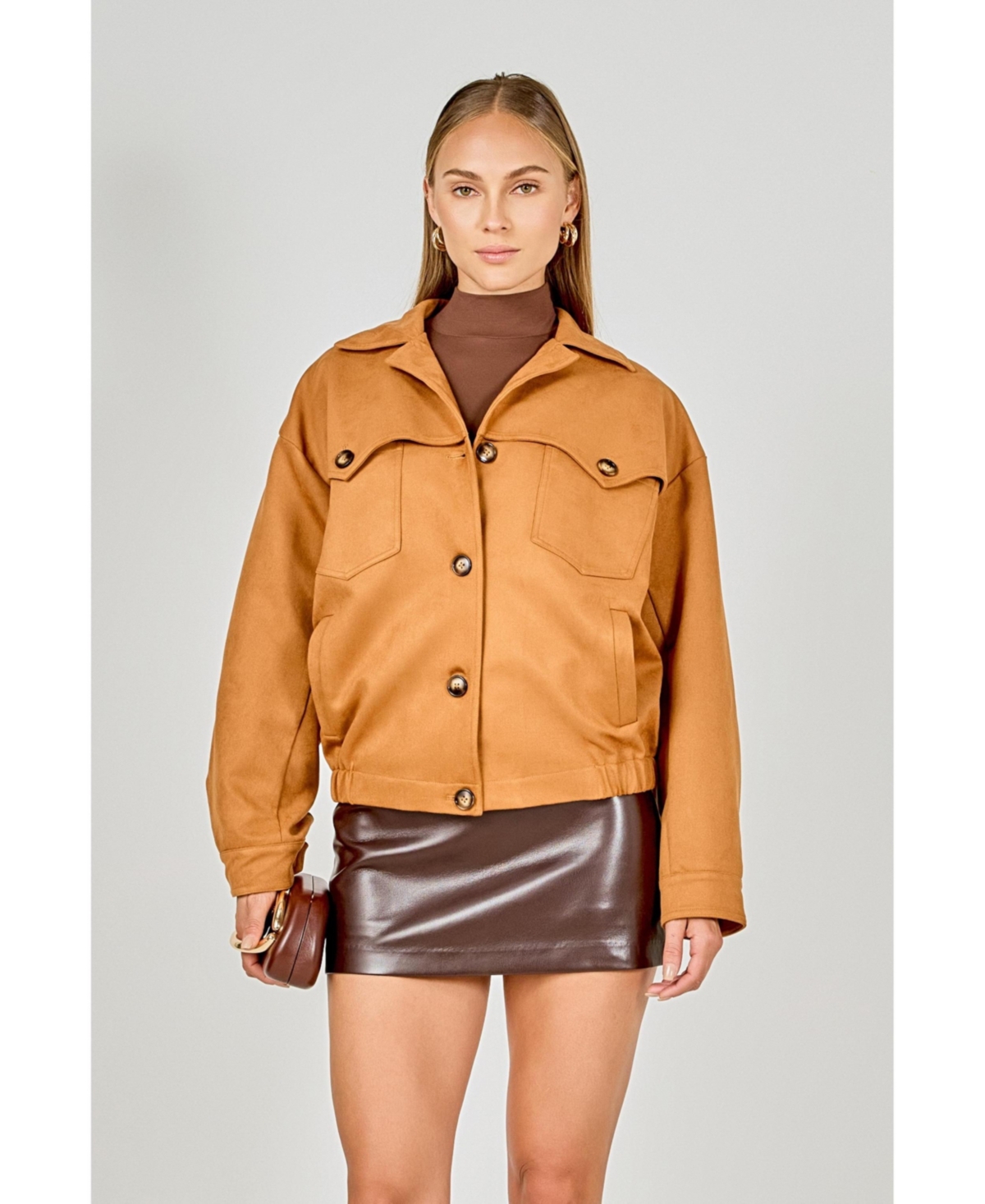 endless rose Women's Suede Oversized Jacket