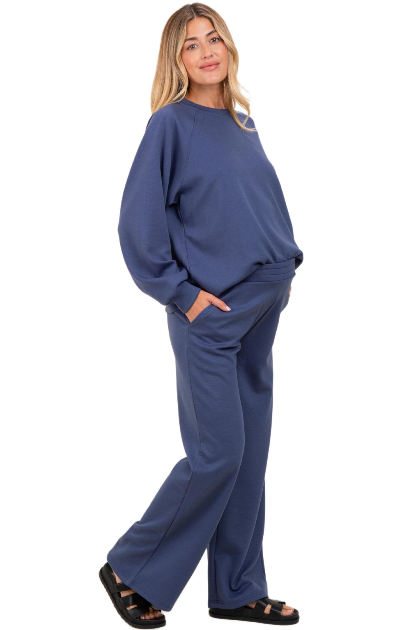 Женский комплект Pinkblush Blue Crewneck Pullover Pant Set, цвет: Синий — фото 3