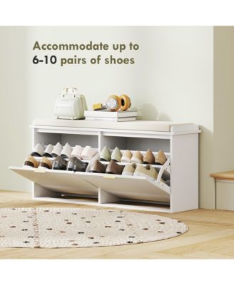 Modern Shoe Rack with Drawer and Cushioned Seat for Hallway