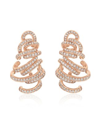 Gala Collection Sterling Cubic Zirconia Pave Spiral Drop Earrings
