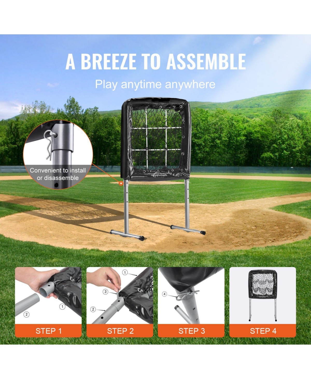 Mecale 9-Hole Baseball Pitching Net, 28''×27'' Training Target with Adjustable Strike Zone and Stakes
