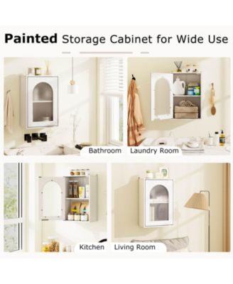 Bathroom Wall Cabinet Medicine Cabinet with Tempered Glass Door & Adjustable Shelf