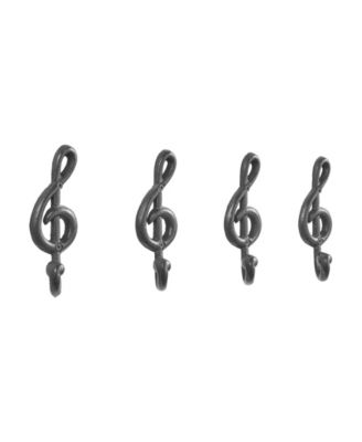 4 Piece Musical Note Treble Clef Wall Sculpture Hook Set