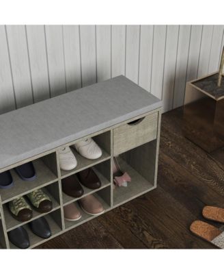 Storage Bench with Cushion, Drawer, and 3-Tier Shoe Shelf