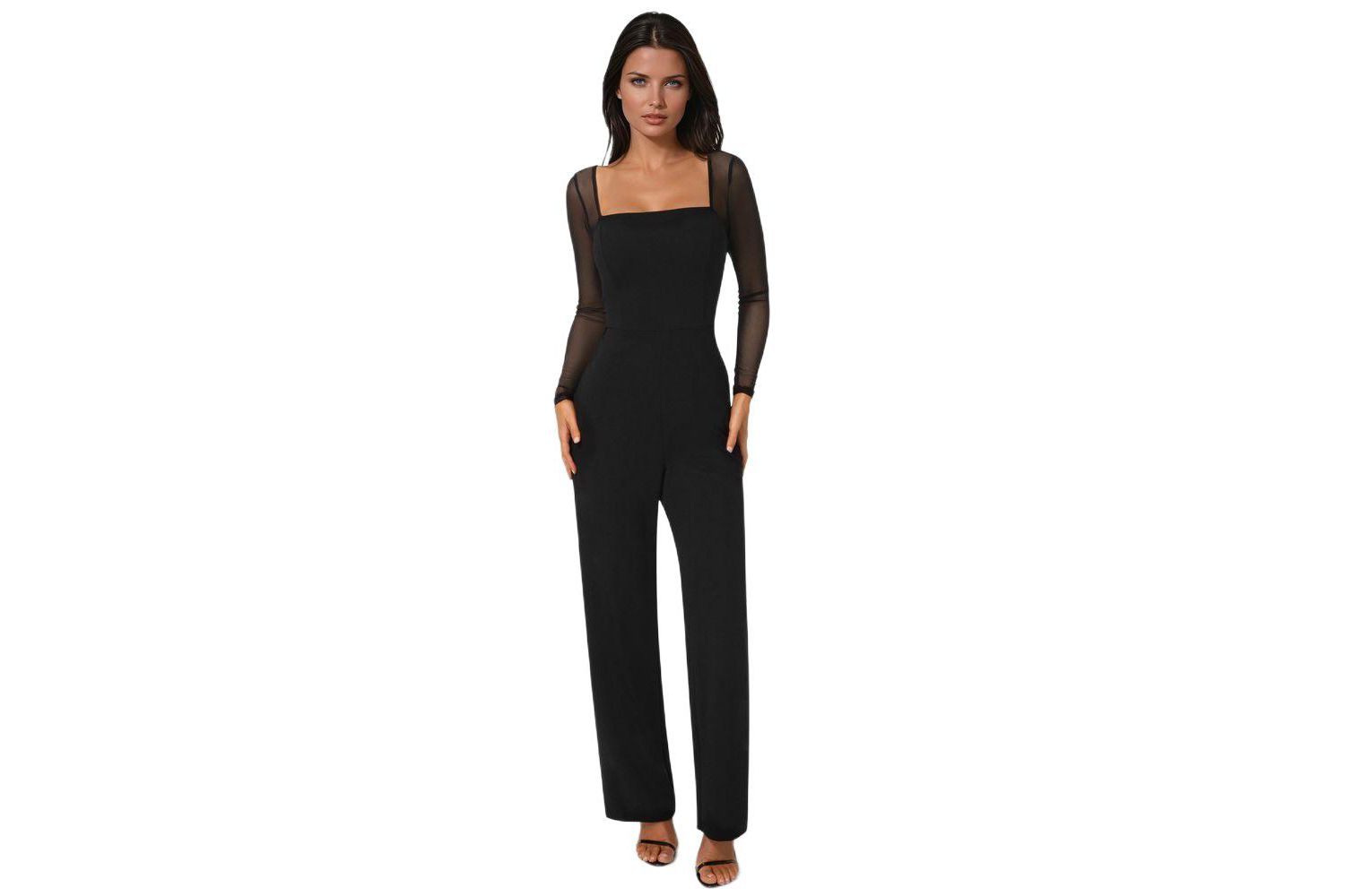 Women's Scuba Mesh Square Neck Jumpsuit
