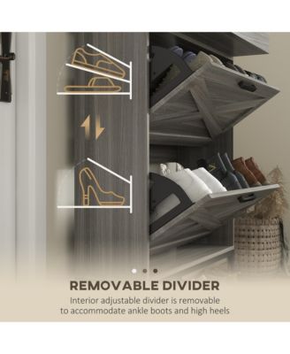 Entryway Shoe Storage Cabinet with Flip Drawers and Top Shelf