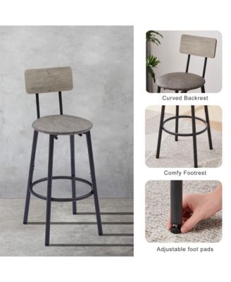 Bar Table Set with 4 Cushioned Backrest Stools, 47.24'' L x 23.62'' W x 35.43'' H