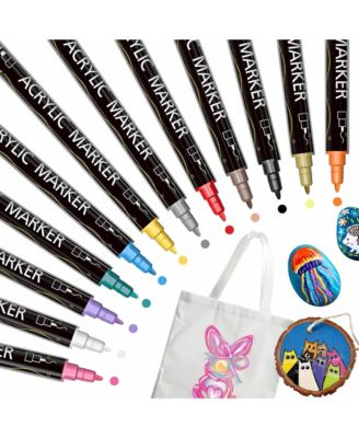 Dual Tip Acrylic Paint Markers Set for Rock Painting, Ceramic, Canvas, Calligraphy, Card Making and DIY Crafts