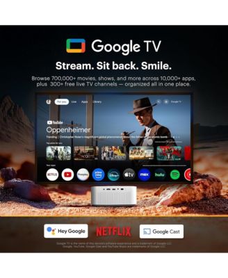 FLIK X20 Smart Projector, 1080p Portable Projector with Google TV Dongle Built-In (White)