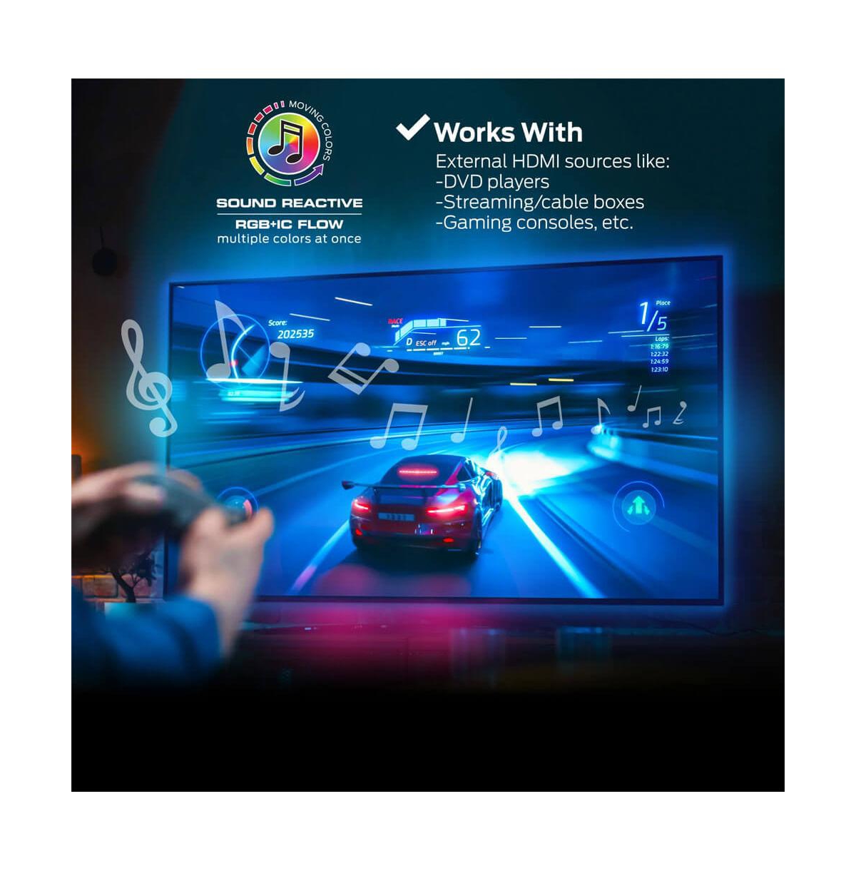 Monster Cable Smart Lighting Hdmi Color Sync Led Strip for TVs Up to 85 Inches