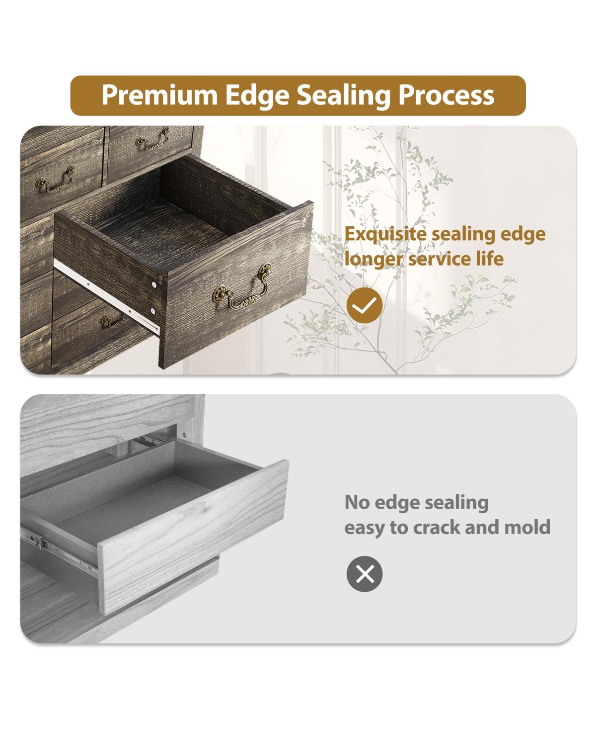 gaomon Dresser for Bedroom, Dressers & Chests of Drawers with 9 Wide Drawers, Tall Dresser with Ornately Carved Metal Handles