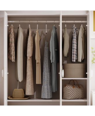 3-Doors Armoires Wardrobe with Hanging Rod and Storage Cubes 69.6 in. H x 47.2 in. W x 19.6 in. D