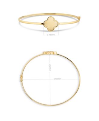 Clover Bangle Bracelet in 14K Gold, Fits Small to Medium Wrist, Approx. 3.4 grams.