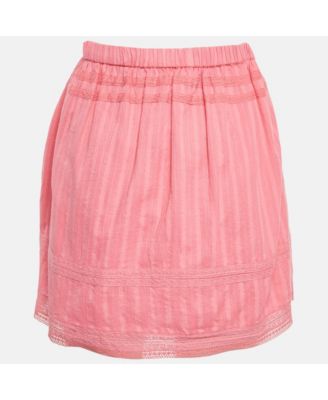 Women's Pink Cotton Lace Trimmed Joxini Mini Skirt