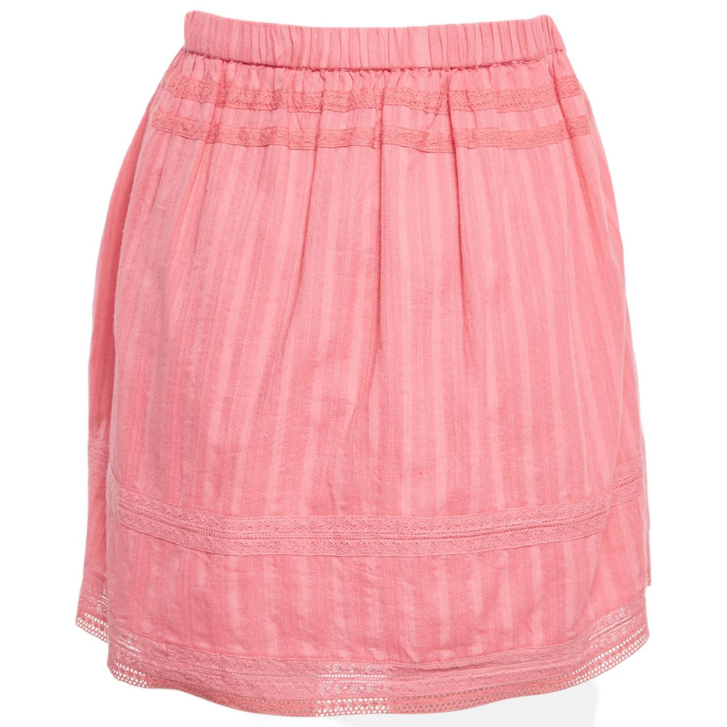 Women's Pink Cotton Lace Trimmed Joxini Mini Skirt