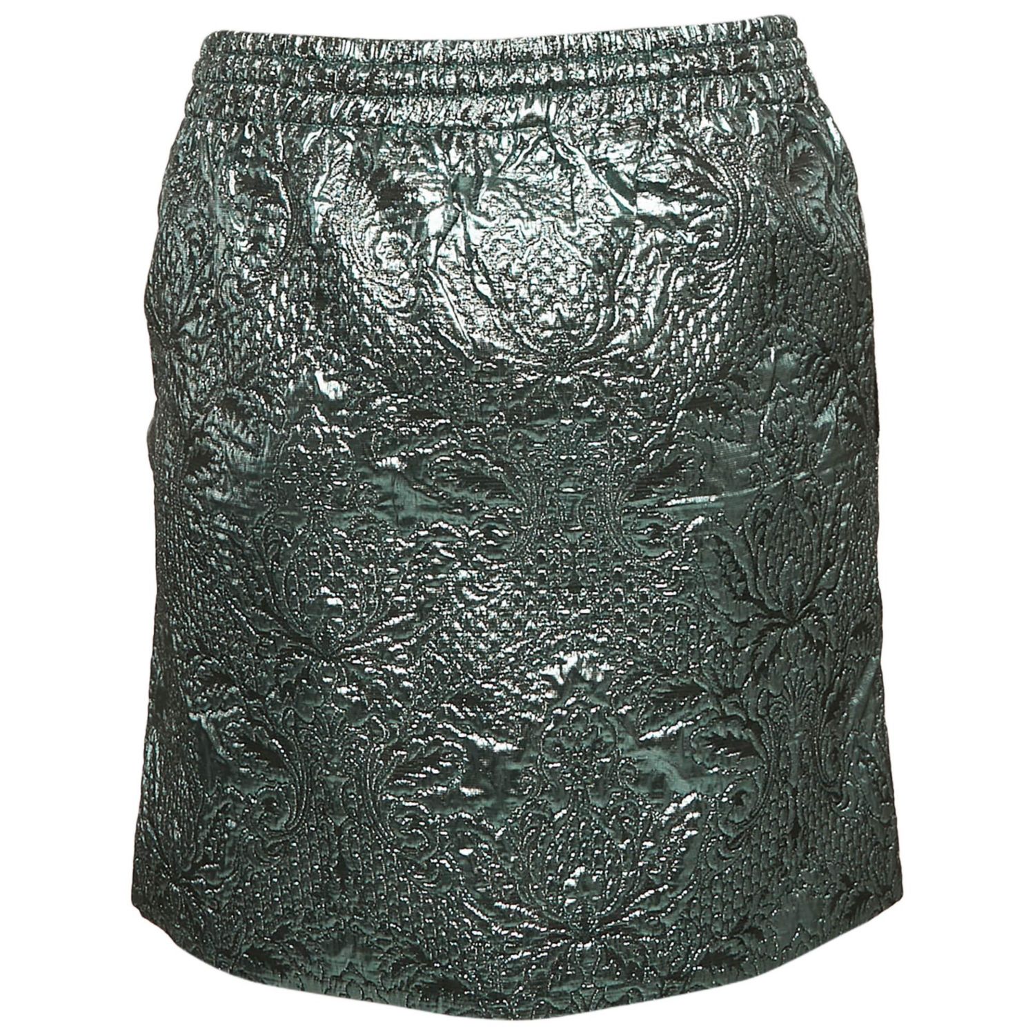 Women's Metallic Blue Patterned Lurex Josa Bis Jac Deluxe Mini Skirt