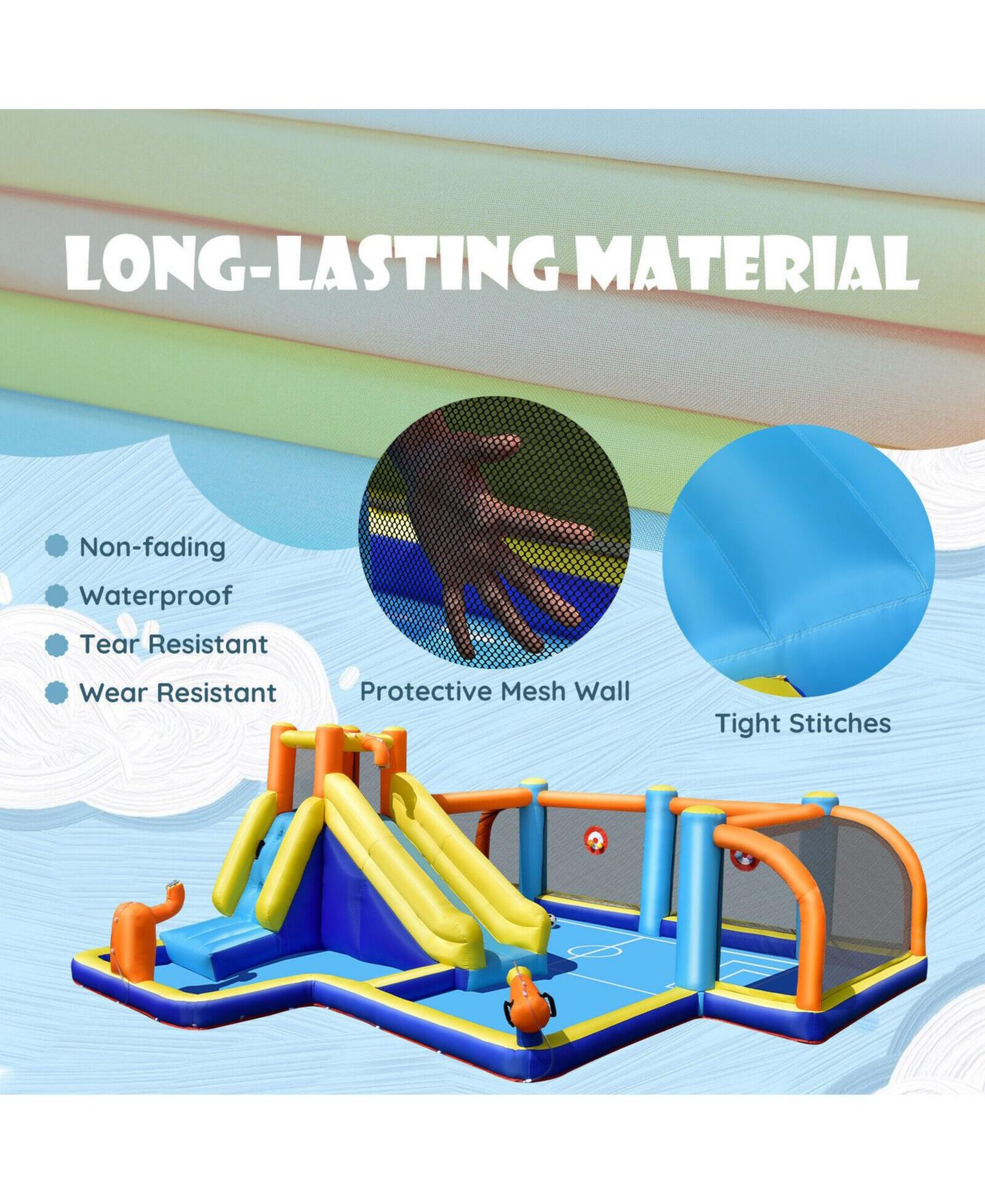 Детская игрушка SUGIFT Givimo Giant Soccer-Themed Inflatable Water Slide with 735W Blower, цвет: Синий — фото 6