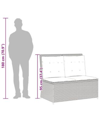 1 PC poly rattan Reclining Patio Bench with Navy blue cushions