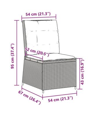 Reclining Patio Sofa Brown PE Rattan Single seat
