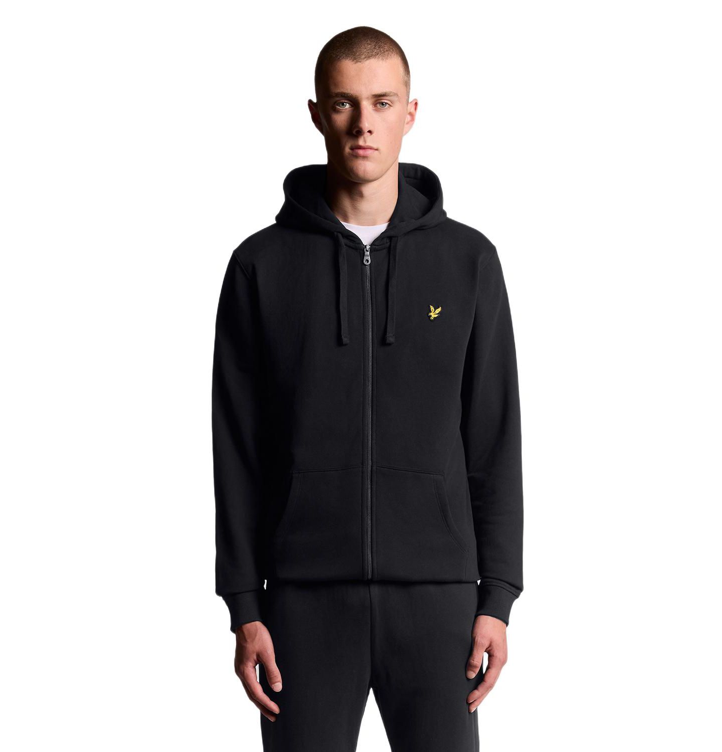 Мужское худи Lyle & Scott Zip Through, цвет: Угольно-чёрный — фото 1