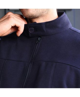 Men's Navy Blue Panel-Stitch Knit Sweatshirt