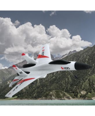 RC Plane, 2.4GHz 4-Channel Fighter Airplane with 6-Axis Gyro, 2 Batteries, Ready-to-Fly Glider for Adults & Kids Beginners