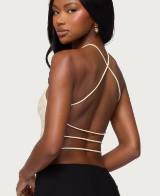 Women's Kalana Crisscross Backless Fringed Top