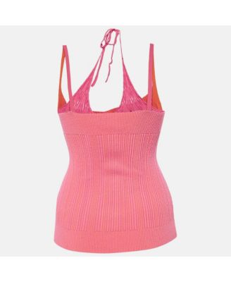 Women's Pink/orange Rib Knit La Maille Valensole Tank Top
