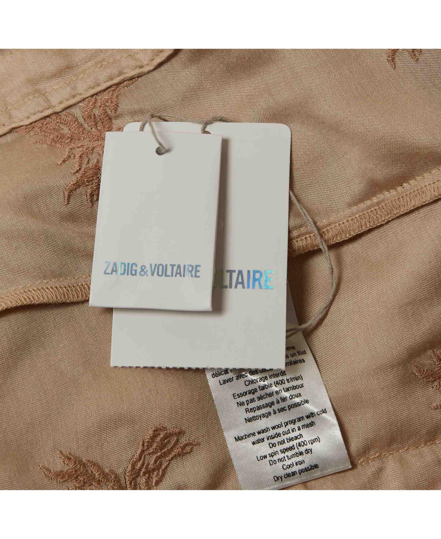 Women's Beige Embroidered Crepe Tunic