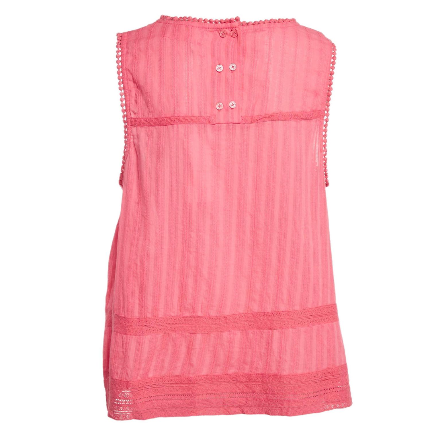 Women's Pink Cotton Lace Trimmed Sleeveless Top