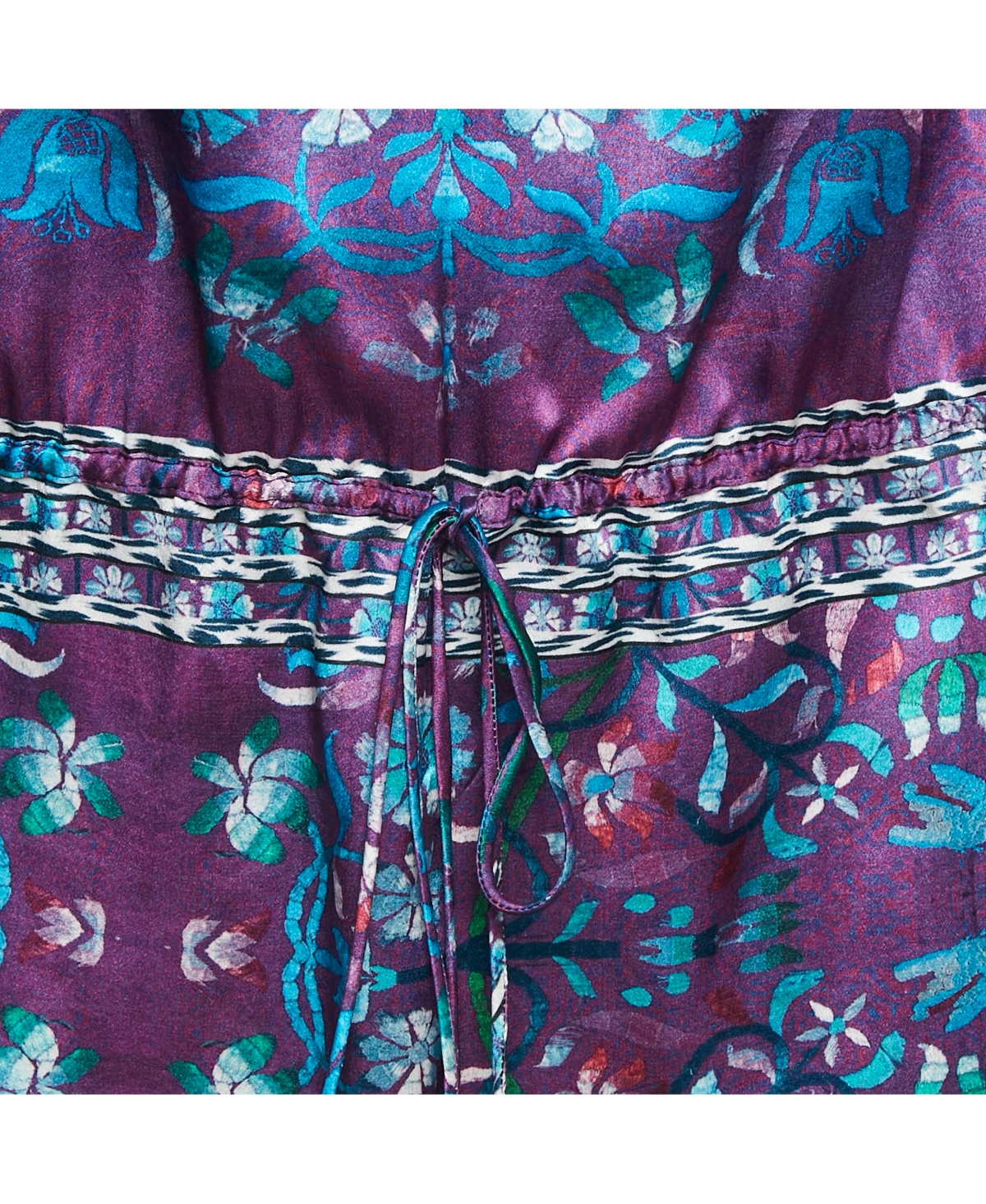 Pre-Owned Roberto Cavalli Women's Purple Floral Print Silk Ruffled Top