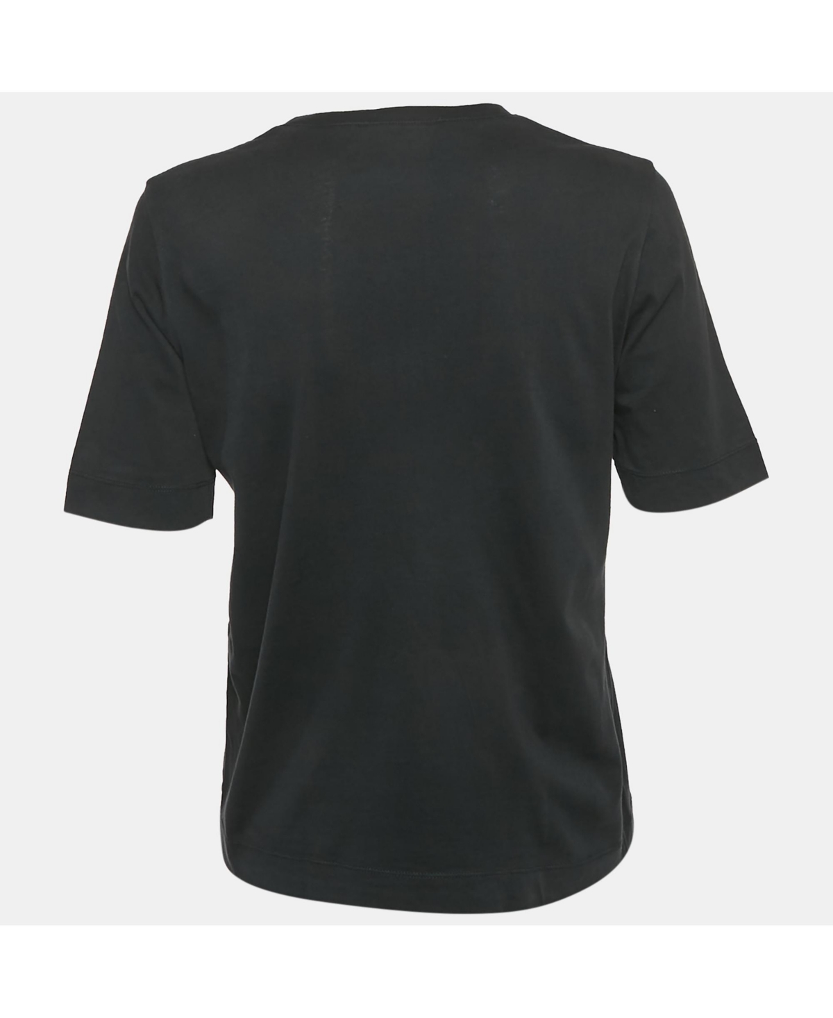 Pre-Owned Love Moschino Women's Black 100% Made With Love Logo Print Cotton T-Shirt